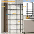 6-Tier Commercial Wire Shelving Unit with Wheels and Leveling Feet