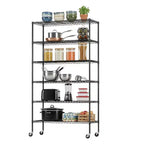 FDW 6 Tier Commercial Wire Shelving Unit Metal Shelf Wire Rack with Wheels