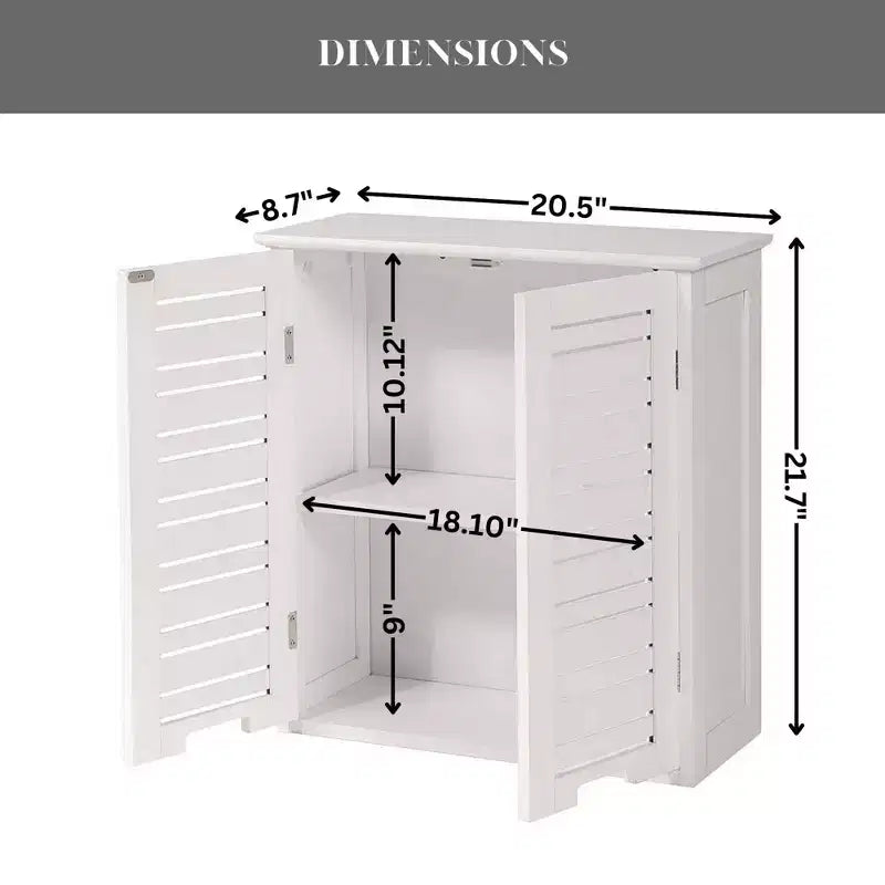Wall Mounted Bathroom Medicine Cabinet with Two Louvered Doors – 20.5 x 21.7 x 8.7 in, MDF with Interior Shelf
