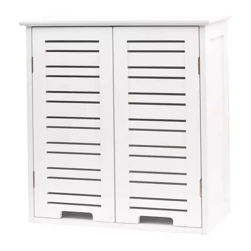Wall Mounted Bathroom Medicine Cabinet with Two Louvered Doors – 20.5 x 21.7 x 8.7 in, MDF with Interior Shelf
