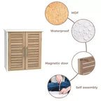 Wall Mounted Bathroom Medicine Cabinet with Two Louvered Doors – 20.5 x 21.7 x 8.7 in, MDF with Interior Shelf
