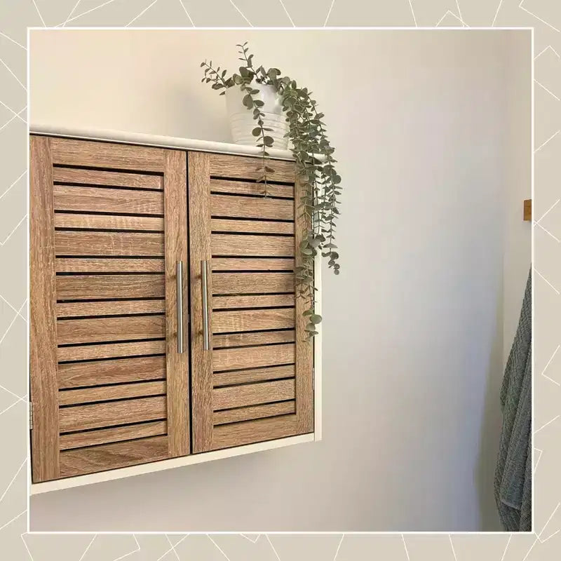 Wall Mounted Bathroom Medicine Cabinet with Two Louvered Doors – 20.5 x 21.7 x 8.7 in, MDF with Interior Shelf