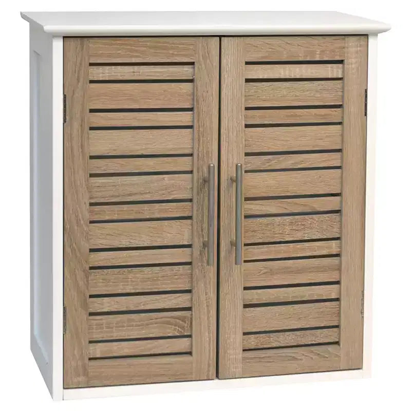 Wall Mounted Bathroom Medicine Cabinet with Two Louvered Doors – 20.5 x 21.7 x 8.7 in, MDF with Interior Shelf