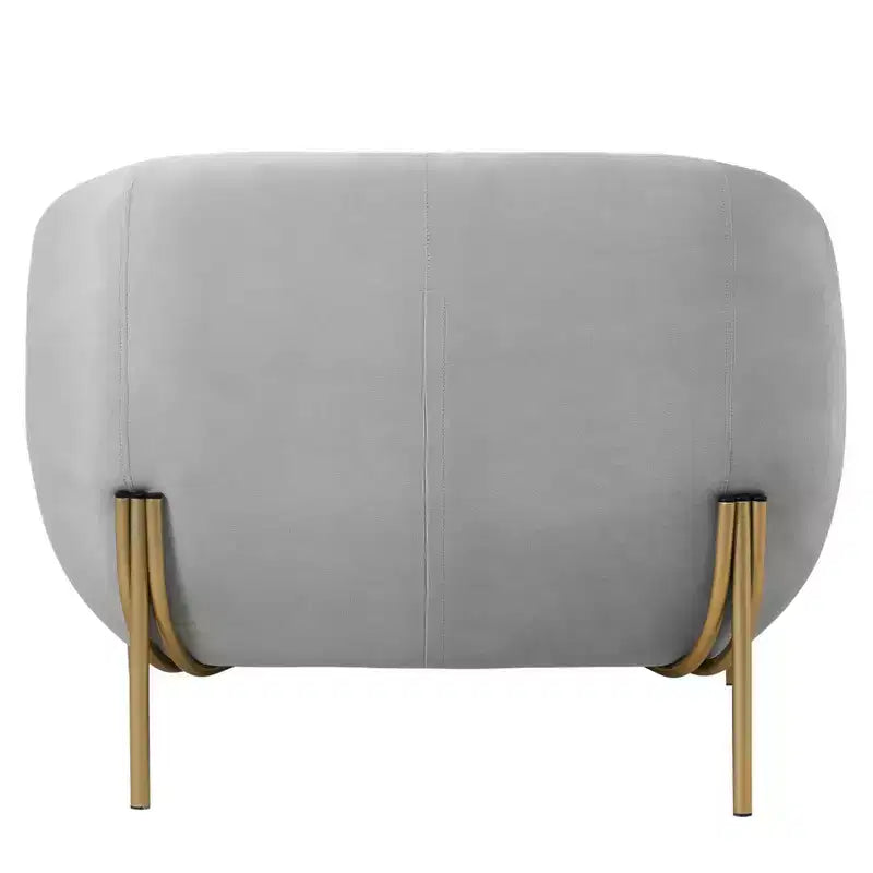 Modern Velvet Accent Chair - Single-Seater Sofa with Gold Iron Legs and Contoured Backrest