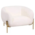 Modern Velvet Accent Chair - Single-Seater Sofa with Gold Iron Legs and Contoured Backrest