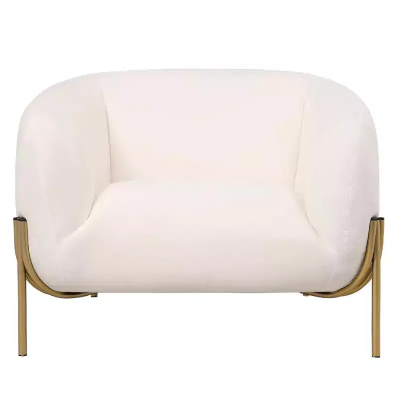 Modern Velvet Accent Chair - Single-Seater Sofa with Gold Iron Legs and Contoured Backrest