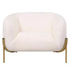 Modern Velvet Accent Chair - Single-Seater Sofa with Gold Iron Legs and Contoured Backrest