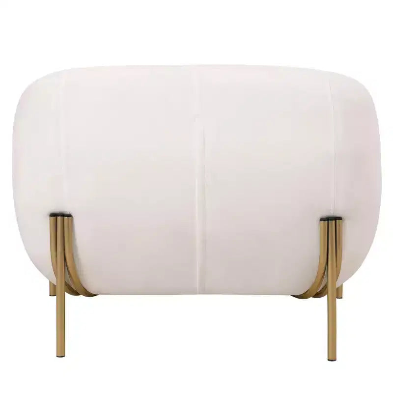 Modern Velvet Accent Chair - Single-Seater Sofa with Gold Iron Legs and Contoured Backrest