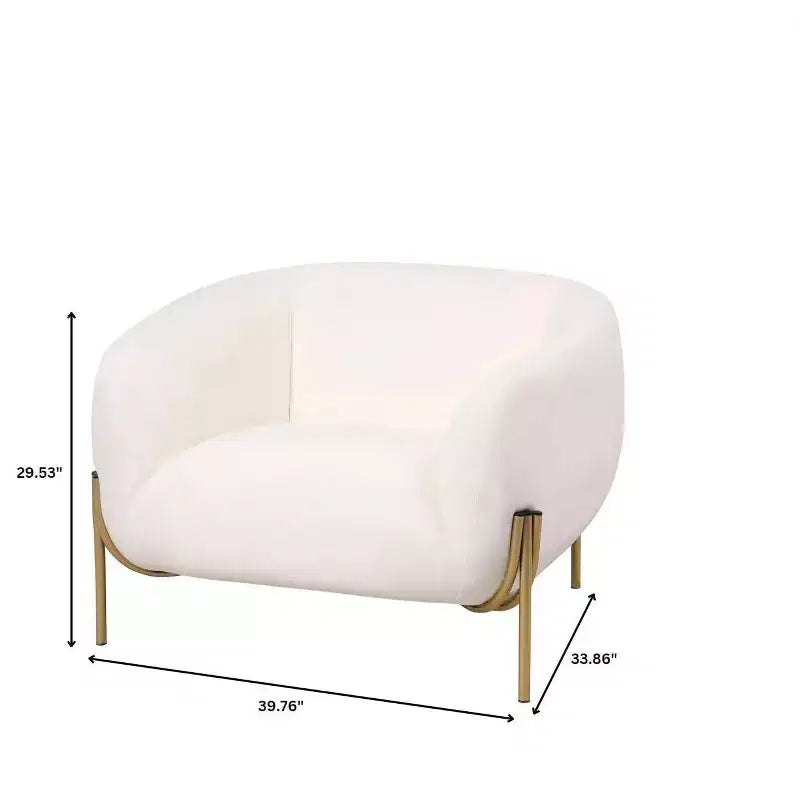 Modern Velvet Accent Chair - Single-Seater Sofa with Gold Iron Legs and Contoured Backrest