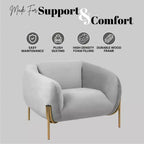 Modern Velvet Accent Chair - Single-Seater Sofa with Gold Iron Legs and Contoured Backrest