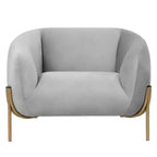 Modern Velvet Accent Chair - Single-Seater Sofa with Gold Iron Legs and Contoured Backrest
