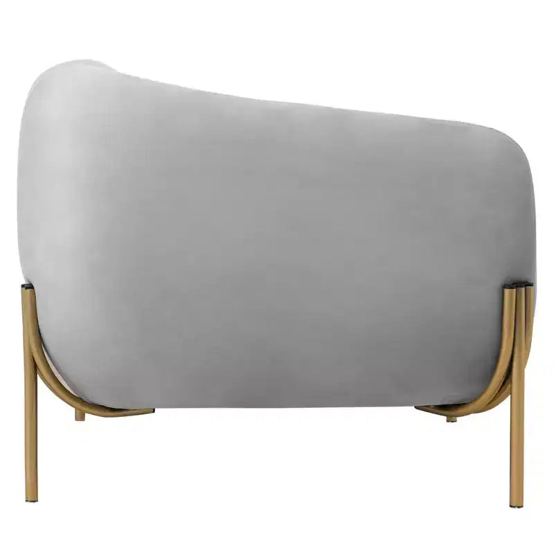 Modern Velvet Accent Chair - Single-Seater Sofa with Gold Iron Legs and Contoured Backrest