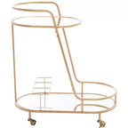 Midas 2 Tier Oval Bar Cart - BCT8008A - Gold/Mirror - Safavieh