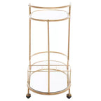 2-Tier Oval Bar Cart with Mirrored Shelves and Gold-Tone Frame