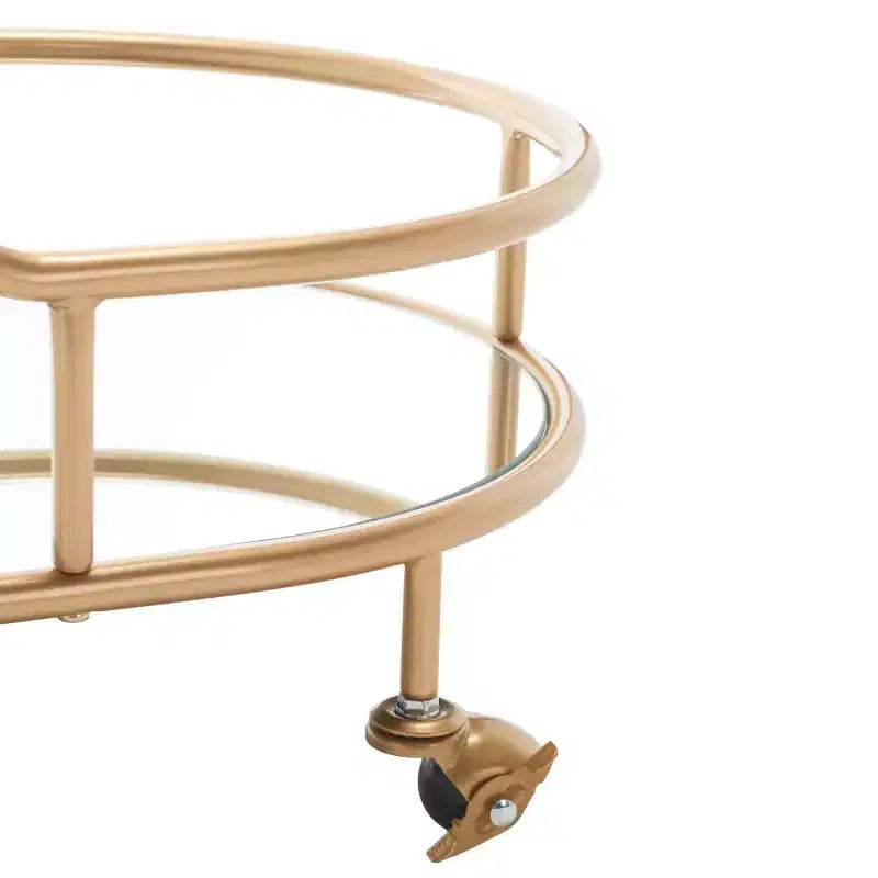 2-Tier Oval Bar Cart with Mirrored Shelves and Gold-Tone Frame