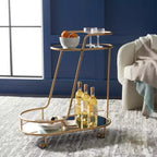 2-Tier Oval Bar Cart with Mirrored Shelves and Gold-Tone Frame