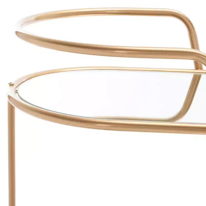 2-Tier Oval Bar Cart with Mirrored Shelves and Gold-Tone Frame