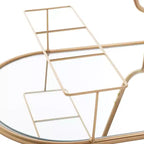 2-Tier Oval Bar Cart with Mirrored Shelves and Gold-Tone Frame