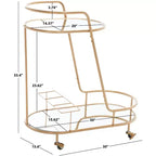 2-Tier Oval Bar Cart with Mirrored Shelves and Gold-Tone Frame