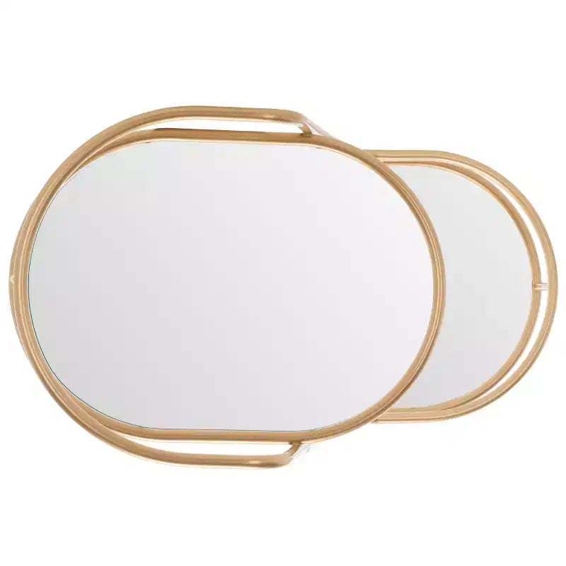 2-Tier Oval Bar Cart with Mirrored Shelves and Gold-Tone Frame