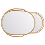 2-Tier Oval Bar Cart with Mirrored Shelves and Gold-Tone Frame