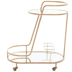2-Tier Oval Bar Cart with Mirrored Shelves and Gold-Tone Frame