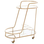 2-Tier Oval Bar Cart with Mirrored Shelves and Gold-Tone Frame
