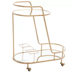 2-Tier Oval Bar Cart with Mirrored Shelves and Gold-Tone Frame
