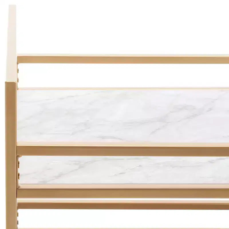 3-Tier Bar Serving Cart with Faux Marble Shelves and Casters