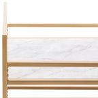 3-Tier Bar Serving Cart with Faux Marble Shelves and Casters