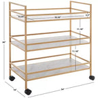 3-Tier Bar Serving Cart with Faux Marble Shelves and Casters