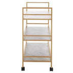 3-Tier Bar Serving Cart with Faux Marble Shelves and Casters