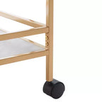 3-Tier Bar Serving Cart with Faux Marble Shelves and Casters