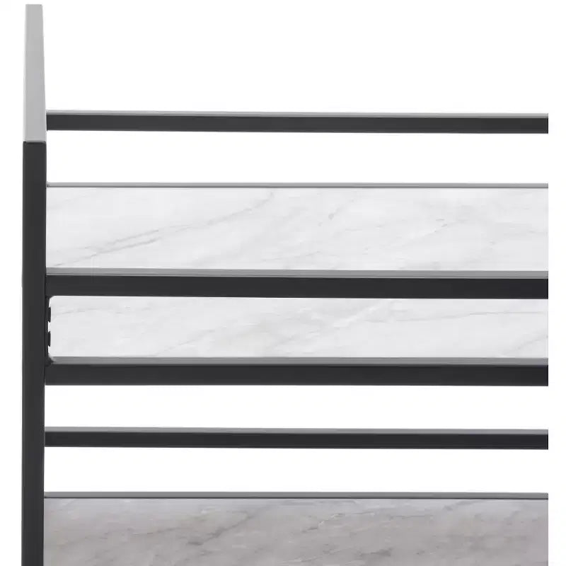 3-Tier Bar Serving Cart with Faux Marble Shelves and Casters
