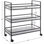 3-Tier Bar Serving Cart with Faux Marble Shelves and Casters