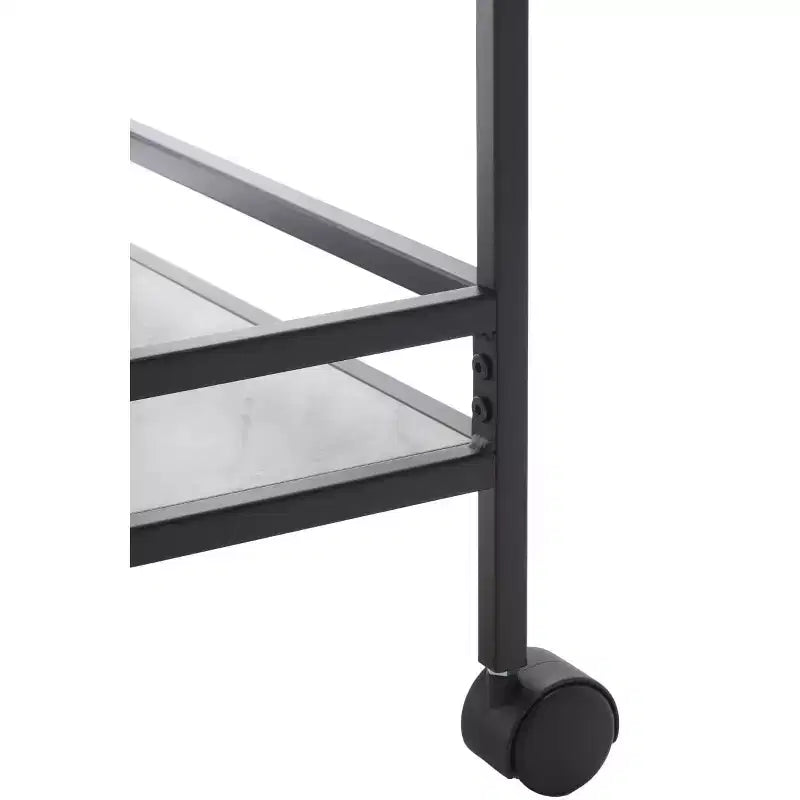 3-Tier Bar Serving Cart with Faux Marble Shelves and Casters