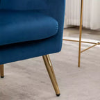 Velvet Button-Tufted Wing Back Accent Chair, Blue