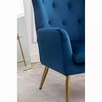 Velvet Button-Tufted Wing Back Accent Chair, Blue