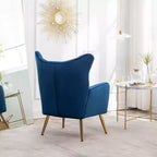 Velvet Button-Tufted Wing Back Accent Chair, Blue