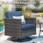 Ensemble de canapé convivial d’extérieur Ovios Tampa en résine tressée, 8 pièces, avec fauteuils pivotants et coussins