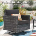 Ensemble de canapé convivial d’extérieur Ovios Tampa en résine tressée, 8 pièces, avec fauteuils pivotants et coussins