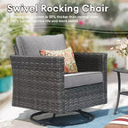 Ensemble de canapé convivial d’extérieur Ovios Tampa en résine tressée, 8 pièces, avec fauteuils pivotants et coussins