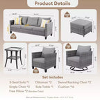 Ensemble de canapé convivial d’extérieur Ovios Tampa en résine tressée, 8 pièces, avec fauteuils pivotants et coussins