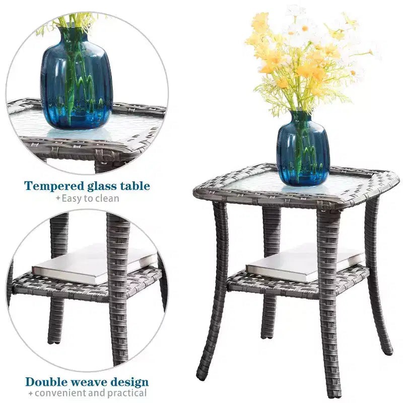 Ensemble de canapé convivial d’extérieur Ovios Tampa en résine tressée, 8 pièces, avec fauteuils pivotants et coussins