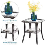 Ensemble de canapé convivial d’extérieur Ovios Tampa en résine tressée, 8 pièces, avec fauteuils pivotants et coussins