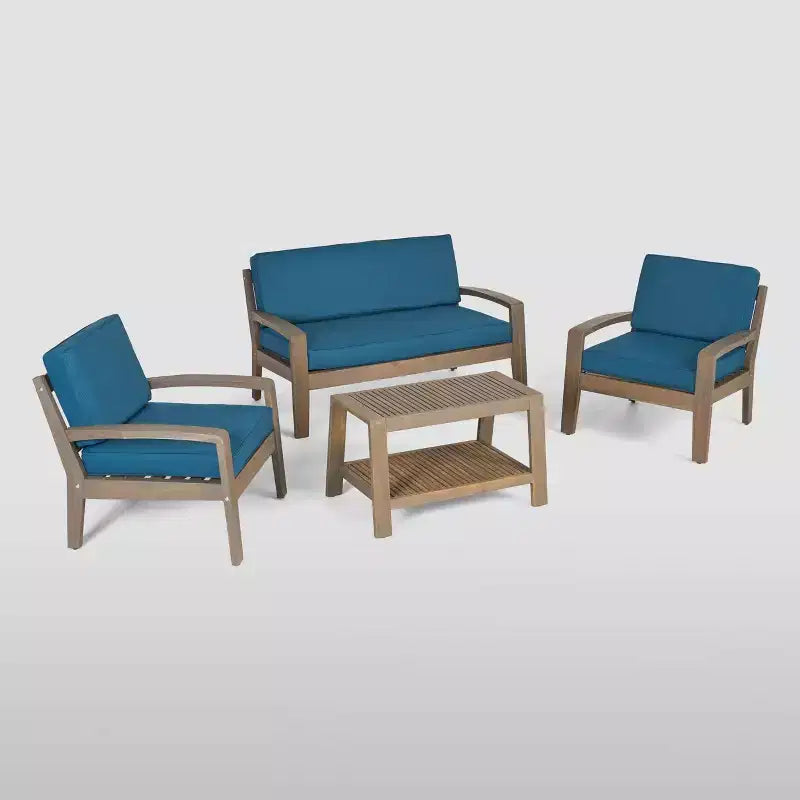Set da conversazione da patio Grenada in acacia, 4 pezzi - Christopher Knight Home