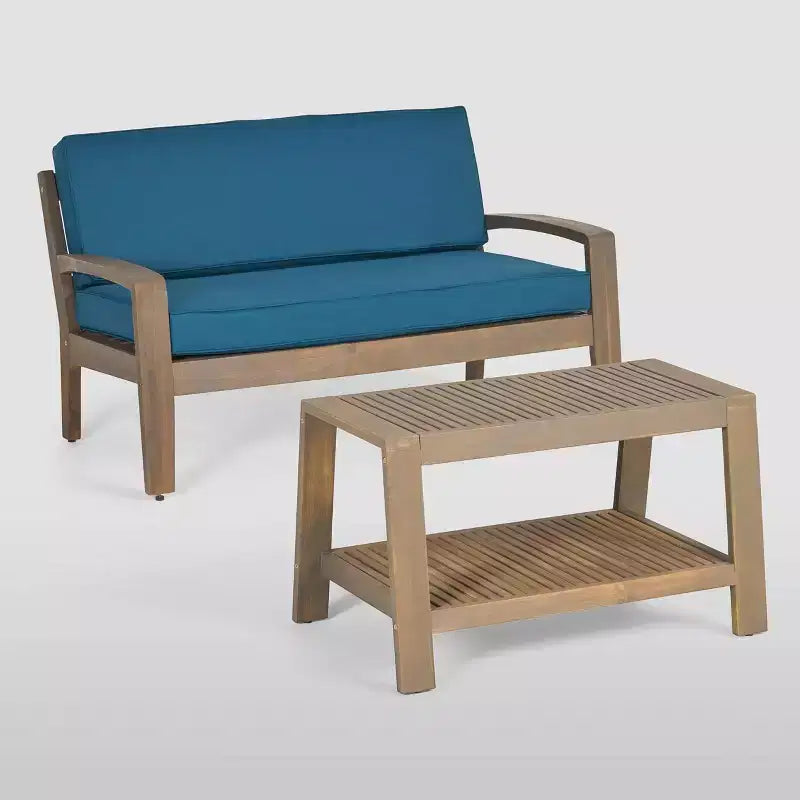 Set da conversazione da patio Grenada in acacia, 4 pezzi - Christopher Knight Home