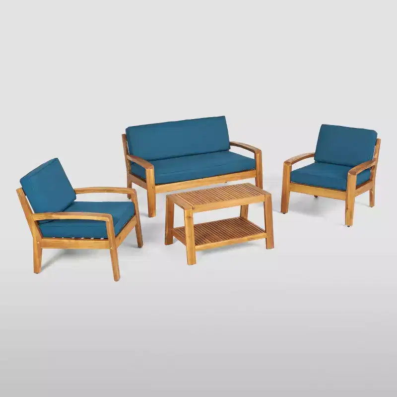 Set da conversazione da patio Grenada in acacia, 4 pezzi - Christopher Knight Home
