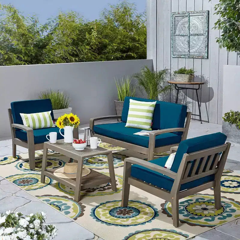 4pc Grenada Acacia Patio Chat Set - Christopher Knight Home