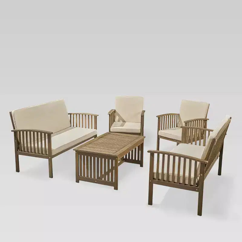 Carolina 5-teiliges Sofaset aus Akazienholz – Christopher Knight Home: